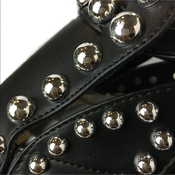 Fersini Italian Leather Ankle Boots Black Studded Booties Cutout Women's 9.5 - Picture 9 of 12